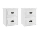 Lot De 2 Tables De Chevet Murales - Tables De Nuit Blanc Brillant 41,5x36x53 Cm