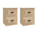 Lot De 2 Tables De Chevet Murales - Tables De Nuit Chêne Sonoma 41,5x36x53 Cm