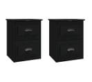 Lot De 2 Tables De Chevet Murales - Tables De Nuit Noir 41,5x36x53 Cm