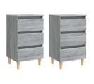 Lot De 2 Tables De Chevet En Bois Tables De Nuit Sonoma Gris 40x35x69 Cm