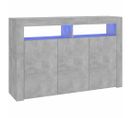 Buffet - Bahut - Meuble De Rangement Avec Lumières LED Gris Béton 115,5x30x75 Cm