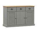 Buffet Avec 3 Tiroirs - Bahut - Meuble De Rangement 113x40x75 Cm Gris Bois Massif De Pin