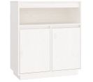 Buffet - Bahut - Meuble De Rangement Blanc 70x34x80 Cm Bois Massif De Pin