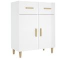 Buffet - Bahut - Meuble De Rangement Blanc Brillant 69,5x34x89 Cm Bois D'ingénierie