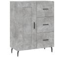 Buffet - Bahut - Meuble De Rangement Gris Béton 69,5x34x90 Cm Bois D'ingénierie