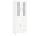 Buffet Haut - Bahut - Meuble De Rangement Blanc 69,5x34x180 Cm Bois D'ingénierie