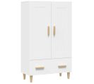 Buffet Haut - Bahut - Meuble De Rangement Blanc 70x31x115 Cm Bois D'ingénierie