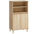 Buffet Haut - Bahut - Meuble De Rangement Chêne Sonoma 60x36x110 Cm Bois D'ingénierie