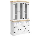 Buffet Haut - Bahut - Meuble De Rangement Corona Blanc 112x43x196 Cm Bois Massif Pin Mexicain