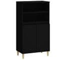 Buffet Haut - Bahut - Meuble De Rangement Noir 60x36x110 Cm Bois D'ingénierie