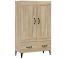 Buffet Haut - Bahut - Meuble De Rangement Chêne Sonoma 70x31x115 Cm Bois D'ingénierie