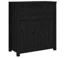 Buffet - Bahut - Meuble De Rangement Noir 70x35x80 Cm Bois Massif De Pin