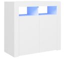 Buffet - Bahut - Meuble De Rangement Avec Lumières LED Blanc 80x35x75 Cm