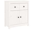 Buffet - Bahut - Meuble De Rangement Blanc 70x35x80 Cm Bois Massif De Pin