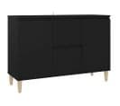 Buffet - Bahut - Meuble De Rangement Noir 101x35x70 Cm Bois D'ingénierie