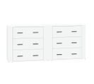 Lot De 2 Buffets - Bahut - Meuble De Rangement Blanc Bois D'ingénierie