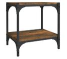 Meuble TV - Banc TV - Meuble De Rangement Chêne Fumé 40x33x41 Cm Bois D'ingénierie Et Acier