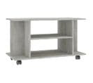 Meuble TV Avec Roulettes - Banc TV - Meuble De Rangement Gris Béton 80x40x45 Cm Bois D'ingénierie