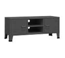 Meuble TV - Banc TV - Meuble De Rangement Pour Salon Industriel Anthracite 105x35x42 Cm Métal