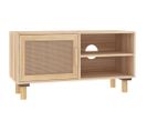 Meuble TV - Banc TV - Meuble De Rangement Marron 80x30x40cm Bois De Pin Massif Et Rotin Naturel