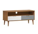 Meuble TV - Banc TV - Meuble De Rangement Pour Salon Marron 106x40x49 Cm Bois De Pin Massif