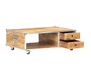 Table Basse, Table De Salon 89x59x33 Cm Bois Massif De Manguier Brut