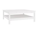 Table Basse, Table De Salon Blanc 100x100x40 Cm Bois Massif De Pin