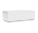 Table Basse, Table De Salon Blanc 100x50x35 Cm Bois Massif De Pin