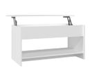 Table Basse, Table De Salon Blanc 102x50x52,5 Cm Bois D'ingénierie