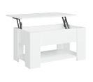 Table Basse, Table De Salon Blanc 79x49x41 Cm Bois D'ingénierie