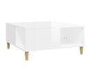 Table Basse, Table De Salon Blanc Brillant 80x80x36,5 Cm Bois D'ingénierie