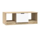 Table Basse, Table De Salon Blanc Et Chêne Sonoma 102x50x36cm Bois D'ingénierie