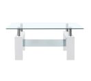 Table Basse, Table De Salon Blanc Et Transparent 95x55x40 Cm Verre Trempé