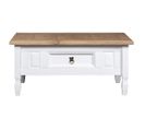 Table Basse, Table De Salon Pin Mexicain Gamme Corona Blanc 100x55x44 Cm