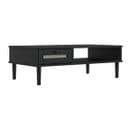 Table Basse, Table De Salon Aspect Rotin Noir 100x55x33 Cm Bois Massif