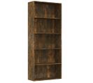 Bibliothèque, Étagère, Meuble De Rangement 5 Niveaux Chêne Fumé 80x30x189cm Bois D'ingénierie