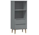 Bibliothèque, Étagère, Meuble De Rangement Gris 60x35x133,5 Cm Bois Massif De Pin