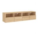 Meubles TV Muraux 2 Pièces - Banc Télé Chêne Sonoma 60x30x30cm Bois Ingénierie