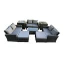 8 PC Salon De Jardin En Rotin Ave 2 Table D'appoint 2 Grand Tabouret Canapé D'amour