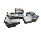 Salon De Jardin En Rotin 8 Pièces Ave 3 Tabouret Gris Foncé