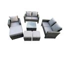 8 Places Salon De Jardin En Rotin Ave Table Basse Chaise 3 Tabouret Gris Foncé