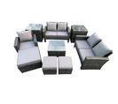 8 Places Salon De Jardin En Rotin Ave Table Basse Chaise 3 Tabouret Gris Foncé