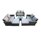 8 Places Salon De Jardin En Rotin Ave Table Basse 2 Grand Tabouret Gris Foncé