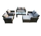 7 Places Gris Foncé Salon De Jardin En Rotin Table Basse Ave Canapé D'amour Grand Tabouret