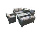 6 Places Gris Foncé Salon De Jardin En Rotin Table Basse Ave Canapé D'amour Fauteuil