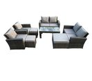 9 Places Gris Foncé Salon De Jardin En Rotin Table Basse Ave Canapé D'amour Fauteuil 3 Tabouret