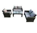 4pcs Salon De Jardin En Rotin Tabelle Et Chaises Gris Foncé