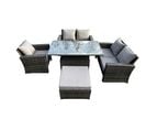 5pcs Salon De Jardin En Rotin Ave Table à Manger Réglable En Hauteur Gris Foncé