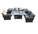 6pcs Salon De Jardin En Rotin Ave Table à Manger Réglable En Hauteur