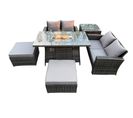 6 Places Salon De Jardin En Rotin Canapé Chaise Set Ave 2 Grand Tabouret